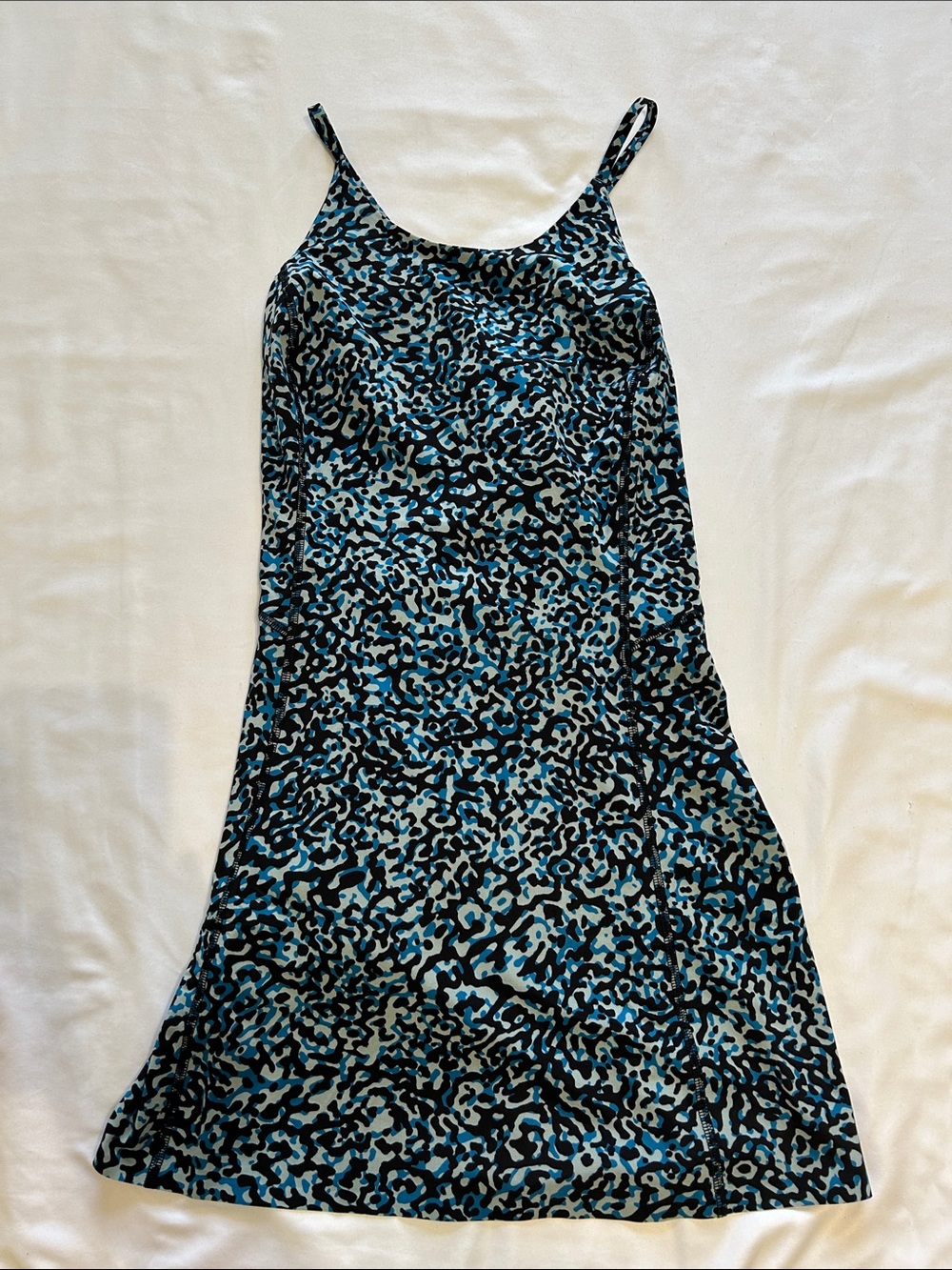 Athleta Blue Leopard-Print Infinity Dress